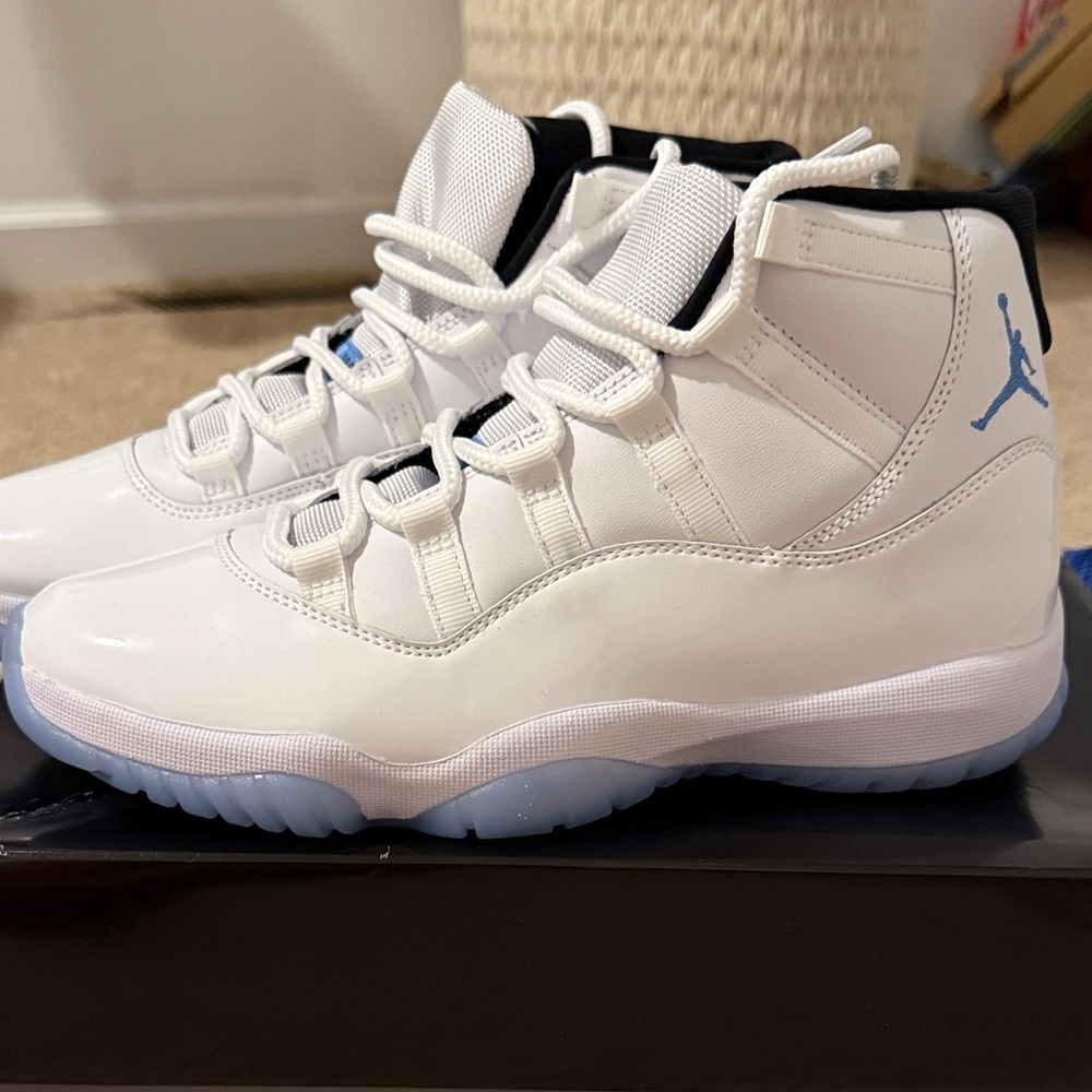 Jordan White and Blue High-Top Sneakers